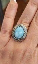 Load image into Gallery viewer, Sterling silver larimar ring with blue topaz