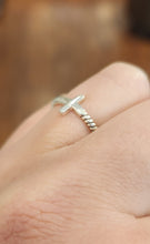 Load image into Gallery viewer, Sterling silver sideways cross ring with twisted band