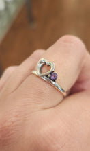 Load image into Gallery viewer, Sterling silver amethyst heart ring