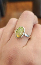 Load image into Gallery viewer, Sterling silver oval Ethiopian opal cabochon ring
