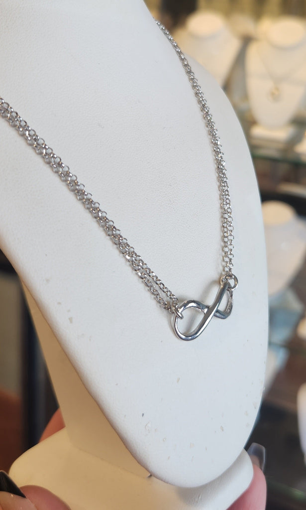 Sterling silver double chain infinity necklace