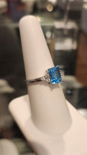 Load image into Gallery viewer, Sterling silver emerald-cut blue topaz ring