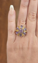 Load image into Gallery viewer, Sterling silver amethyst and citrine flower ring