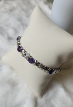 Load image into Gallery viewer, Sterling silver "xxx" amethyst bracelet