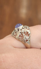 Load image into Gallery viewer, Sterling silver tanzanite filigree ring