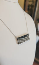 Load image into Gallery viewer, Sterling silver purse necklace with amethyst and cz