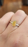 Sterling silver pear-shaped orange Ethiopian opal ring