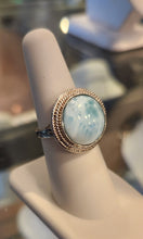 Load image into Gallery viewer, Sterling silver ring with round larimar cabochon