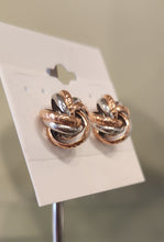 Load image into Gallery viewer, Sterling silver two-toned twisted knot stud earrings