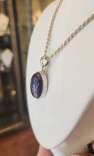 Load image into Gallery viewer, Sterling silver amethyst cabochon pendant with rope chain