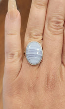 Load image into Gallery viewer, Sterling silver oval blue lace agate ring