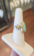 Load image into Gallery viewer, Sterling silver australian opal ring with green tourmaline