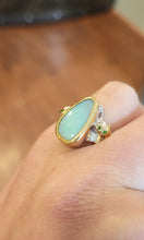 Load image into Gallery viewer, Sterling silver australian opal ring with green tourmaline