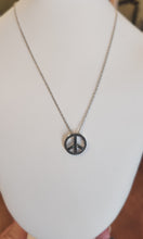Load image into Gallery viewer, Sterling silver black diamond peace sign pendant