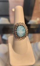 Load image into Gallery viewer, Sterling silver larimar ring with blue topaz
