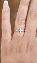 Load image into Gallery viewer, Sterling silver sideways cross ring with twisted band