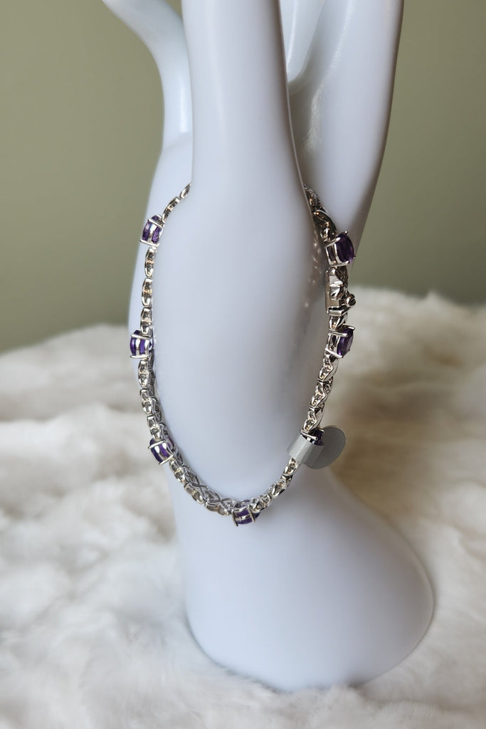 Sterling silver "xxx" amethyst bracelet