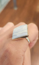 Load image into Gallery viewer, Sterling silver rose-cut blue lace agate ring