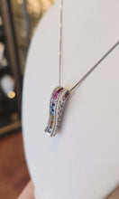 Load image into Gallery viewer, Sterling silver multi-stone square sapphire pendant