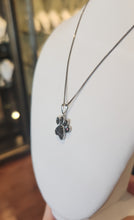 Load image into Gallery viewer, Sterling silver black diamond pawprint pendant