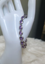 Load image into Gallery viewer, Sterling silver floating bezel amethyst tennis bracelet