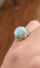 Load image into Gallery viewer, Sterling silver ring with round larimar cabochon