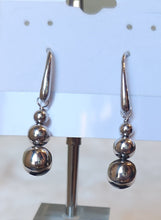 Load image into Gallery viewer, Sterling silver triple-ball dangle earrings