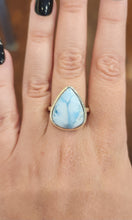 Load image into Gallery viewer, Sterling silver pear-shaped larimar statement ring