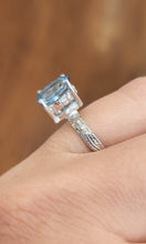 Load image into Gallery viewer, Sterling silver oval faceted aquamarine ring