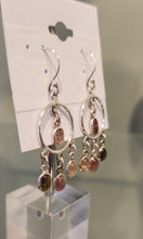 Load image into Gallery viewer, Sterling silver multi-stone tourmaline dangle earrings