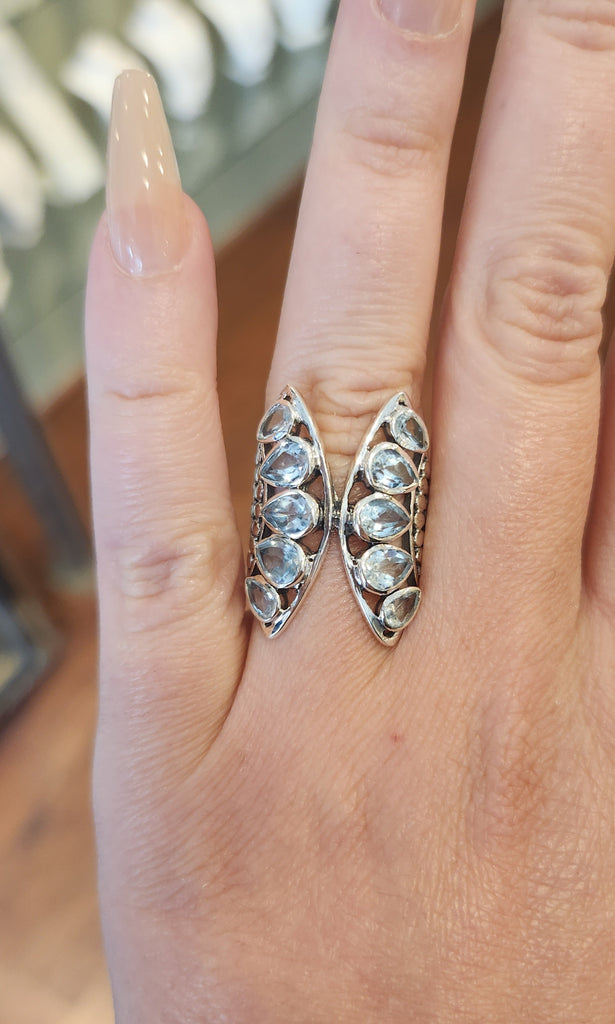 Sterling silver blue topaz multi-stone ring