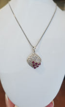 Load image into Gallery viewer, Sterling silver multi-stone ruby pendant