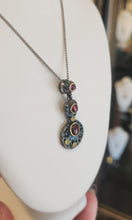 Load image into Gallery viewer, Sterling silver oxidized garnet pendant