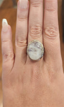 Load image into Gallery viewer, Sterling silver oval-shaped rainbow moonstone statement ring