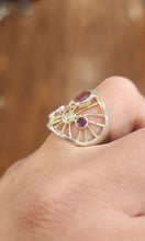 Load image into Gallery viewer, Sterling silver amethyst filigree ring