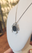 Load image into Gallery viewer, Sterling silver crab pendant with black &amp; white diamonds