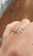 Load image into Gallery viewer, Sterling silver pear-shaped pink opal ring