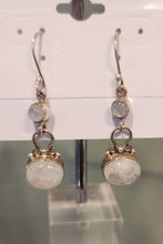 Load image into Gallery viewer, Sterling silver rainbow moonstone dangle earrings