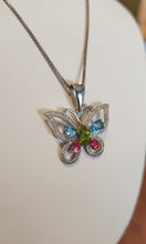 Load image into Gallery viewer, Sterling silver butterfly gemstone pendant