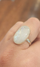 Load image into Gallery viewer, Sterling silver oval rainbow moonstone statement ring