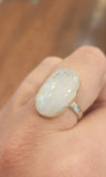 Sterling silver oval rainbow moonstone statement ring