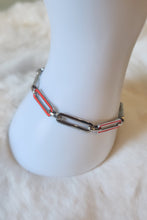 Load image into Gallery viewer, Sterling silver neon red enamel paperclip bracelet