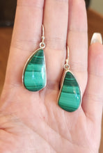 Load image into Gallery viewer, Sterling silver malachite dangle earrings